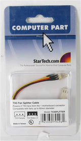 StarTech.com 6in TX3 Fan Power Splitter Cable - Fan Power Splitter - 3 pin Internal Power (F) to 3 pin Internal Power (M) - 5.9 in - TX3SPLITTER 3 Pin Splitter 6in