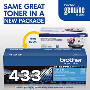 Brother Genuine TN433C High-Yield Cyan Toner (Approx. 4,000 pp.), Medium