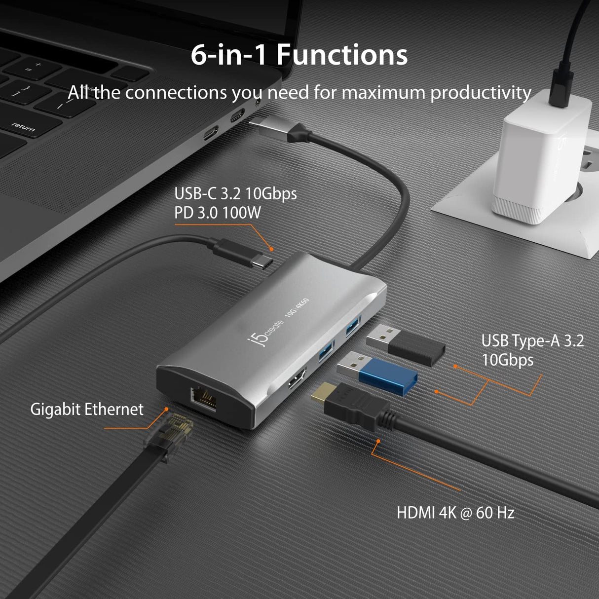 J5 create j5create USB-C 10Gbps Travel Dock Compatible with USB4 Devices