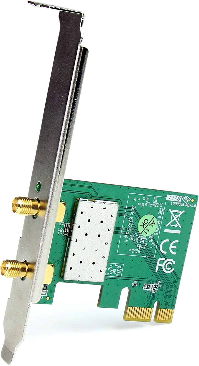 StarTech.com PCI Express Wireless N Card - 300 Mbps PCIe 802.11 b/g/n Network Adapter Card – 2T2R 2.2 dBi - PCIe Wireless Desktop Card (PEX300WN2X2)