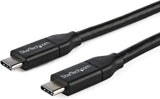StarTech.com USB C To USB C Cable - 3 ft / 1m - USB-IF Certified - 5A PD - USB 2.0 - USB Type C Charging Cable - USB C Fast Charge Cable (USB2C5C1M) Black 3 ft/ 1 m