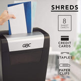 GBC ShredMaster Small Home Office Shredder, PX08-04, Cross-Cut, 8 Sheets (1757404) Cross-Cut (P-3)