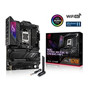 ASUS ROG Strix X670E-E Gaming WiFi 6E Socket AM5(LGA 1718) Ryzen 7000 ATX Gaming Motherboard(18+2 Power Stages,PCIe® 5.0, DDR,4xM.2 Slots,USB 3.2 Gen 2x2, WiFi 6E,PCIe Slot Q-Release, M.2 Q-Latch)