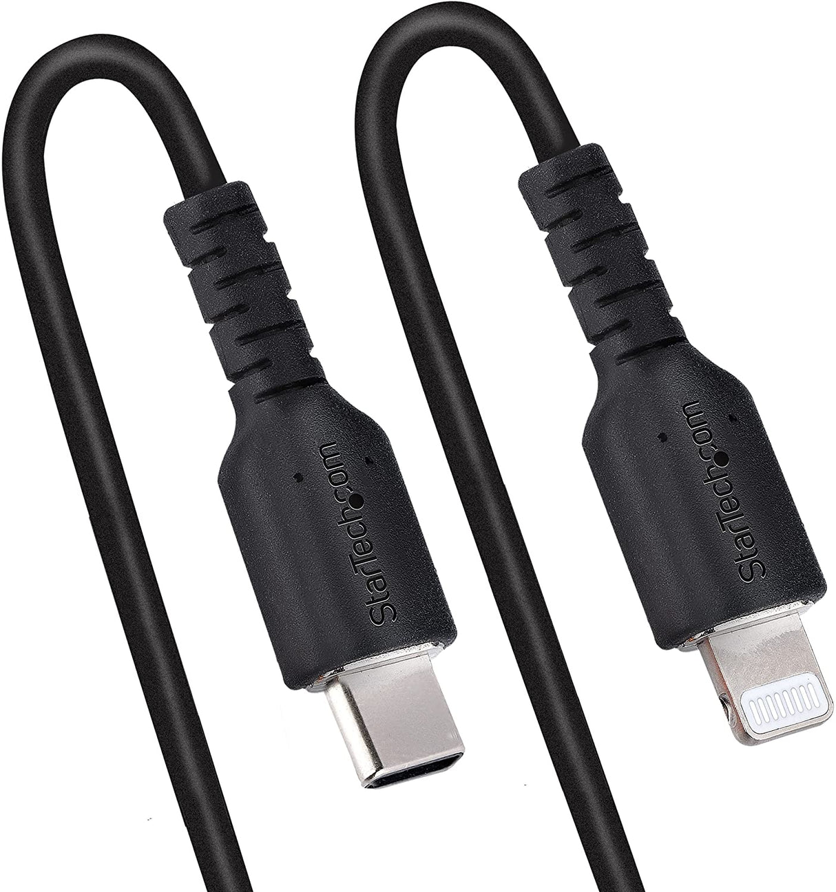 StarTech.com 1m (3ft) USB C to Lightning Cable, MFi Certified, Coiled iPhone Charger Cable, Black, Durable TPE Jacket Aramid Fiber, Heavy Duty Coil Lightning Cable (RUSB2CLT1MBC) 1m / 3ft USB-C