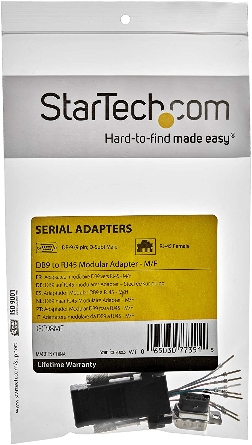 StarTech.com DB9 to RJ45 Modular Adapter - M/F - Serial adapter - DB-9 (M) to RJ-45 (F) - GC98MF,Gray