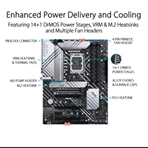 ASUS Prime Z690-P WiFi LGA1700(Intel 12th Gen) ATX Motherboard (PCIe 5.0,DDR5,14+1 Power Stages,3X M.2,WiFi 6,BT v5.2,2.5Gb LAN,Front Panel USB 3.2 Gen 1 Type-C,Thunderbolt 4 Support, Arua Sync)