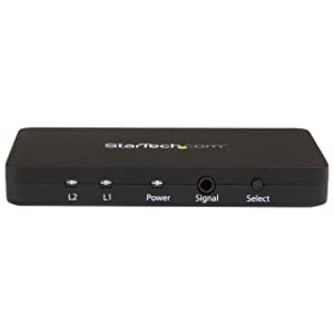 StarTech.com 2 Port HDMI Switch - Aluminum Housing and MHL Support - 2x1 HDMI Switcher Box with Support for 4K at 30Hz – HDMI Selector Switch (VS221HD4K)