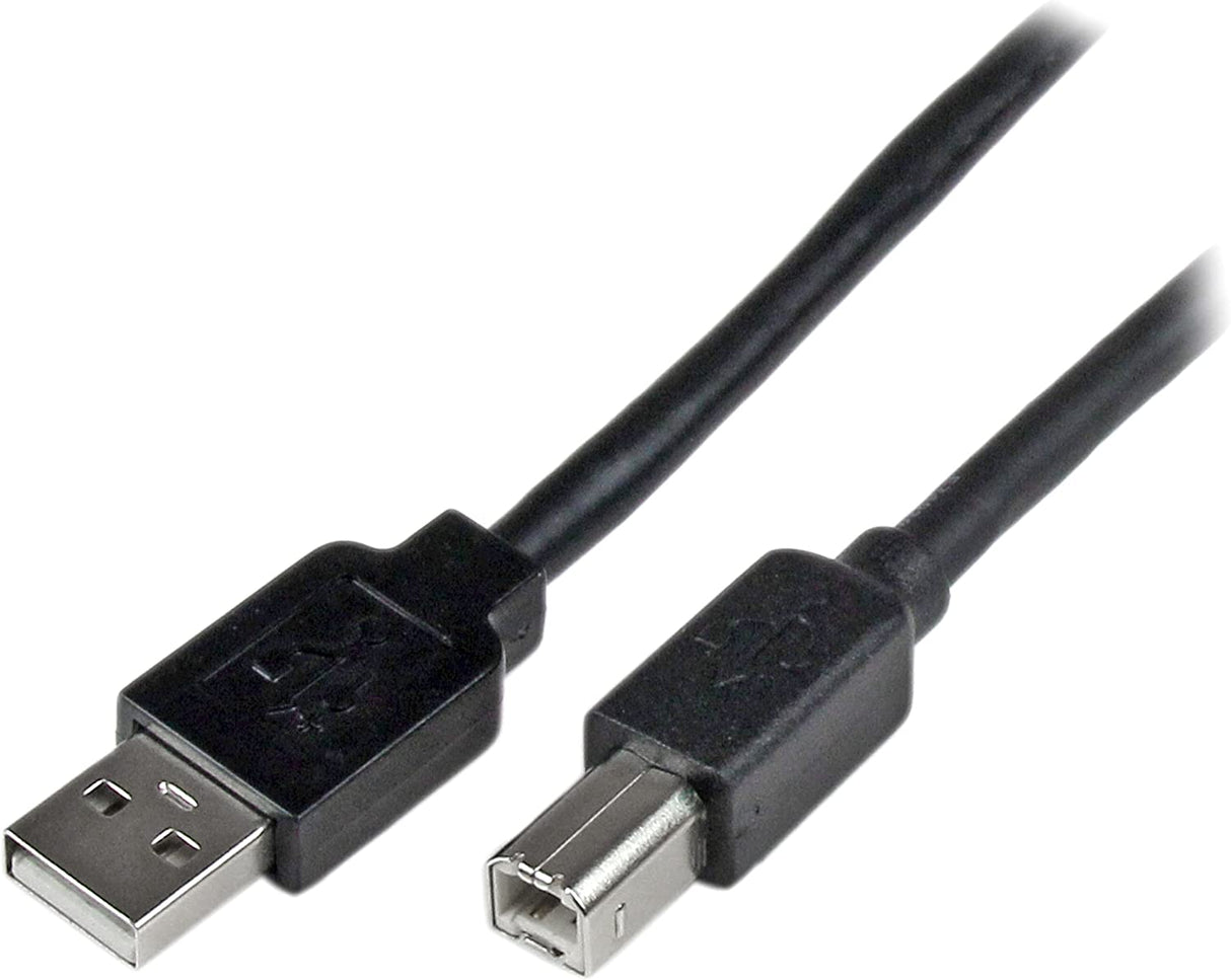 StarTech.com 20m / 65 ft Active USB 2.0 A to B Cable - Long 20 m USB Cable - 20m USB Printer Cable - 1x USB A (M), 1x USB B (M) - Black (USB2HAB65AC) 65 ft/20 m