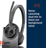 Poly - Voyager 4320 UC Wireless Headset + Charge Stand (Plantronics) - Headphones w/Mic - Connect to PC/Mac via USB-A Bluetooth Adapter, Cell Phone via Bluetooth-Works w/Teams (Certified), Zoom&amp;More