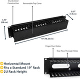 StarTech 2U Horizontal Finger Duct Rack Cable Management Panel with Cover CMDUCT2U Black 2U Finger Duct