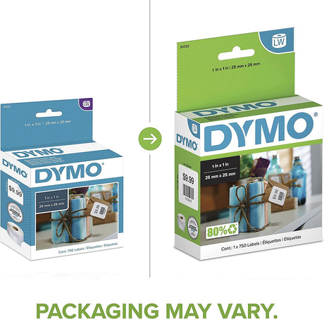 DYMO Authentic LW Multi-Purpose Square Labels | DYMO Labels for LabelWriter Printers, Great for Barcodes, (1" x 1"), 1 Roll of 750 Multipurpose 750 labels