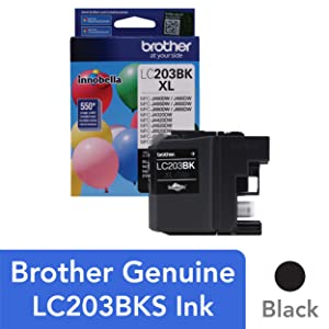 Brother Genuine High Yield Black Ink Cartridge, LC203BK, Replacement Black Ink, Page Yield Up To 550 Pages, Amazon Dash Replenishment Cartridge, LC203