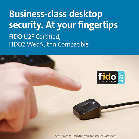 Kensington VeriMark Desktop USB Fingerprint Key Reader - Windows Hello, FIDO U2F, FIDO2 (K62330WW) Desktop version