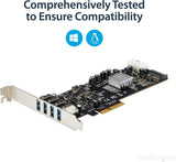 StarTech.com 4 Port USB 3.0 PCIe Card w/ 4 Dedicated 5Gbps Channels (USB 3.1 Gen 1) - UASP - SATA / LP4 Power - PCI Express Adapter Card (PEXUSB3S44V)