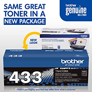 Brother Genuine TN433BK High Yield Toner-Retail Packaging, Black, 1 Size Black High Yield