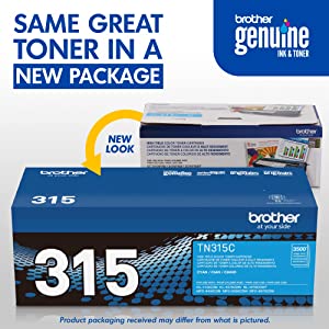 Brother Genuine High Yield Toner Cartridge, TN315C, Replacement Cyan Toner, Page Yield Up To 3,500 Pages, TN315 Cyan Single Toner