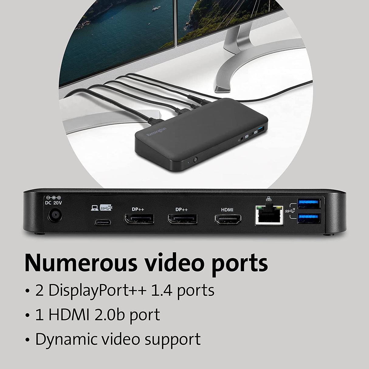 Kensington SD4840P USB-C 10Gbps Triple Video Driverless Docking Station - 85W PD - DP++/HDMI - Windows (K33806NA)
