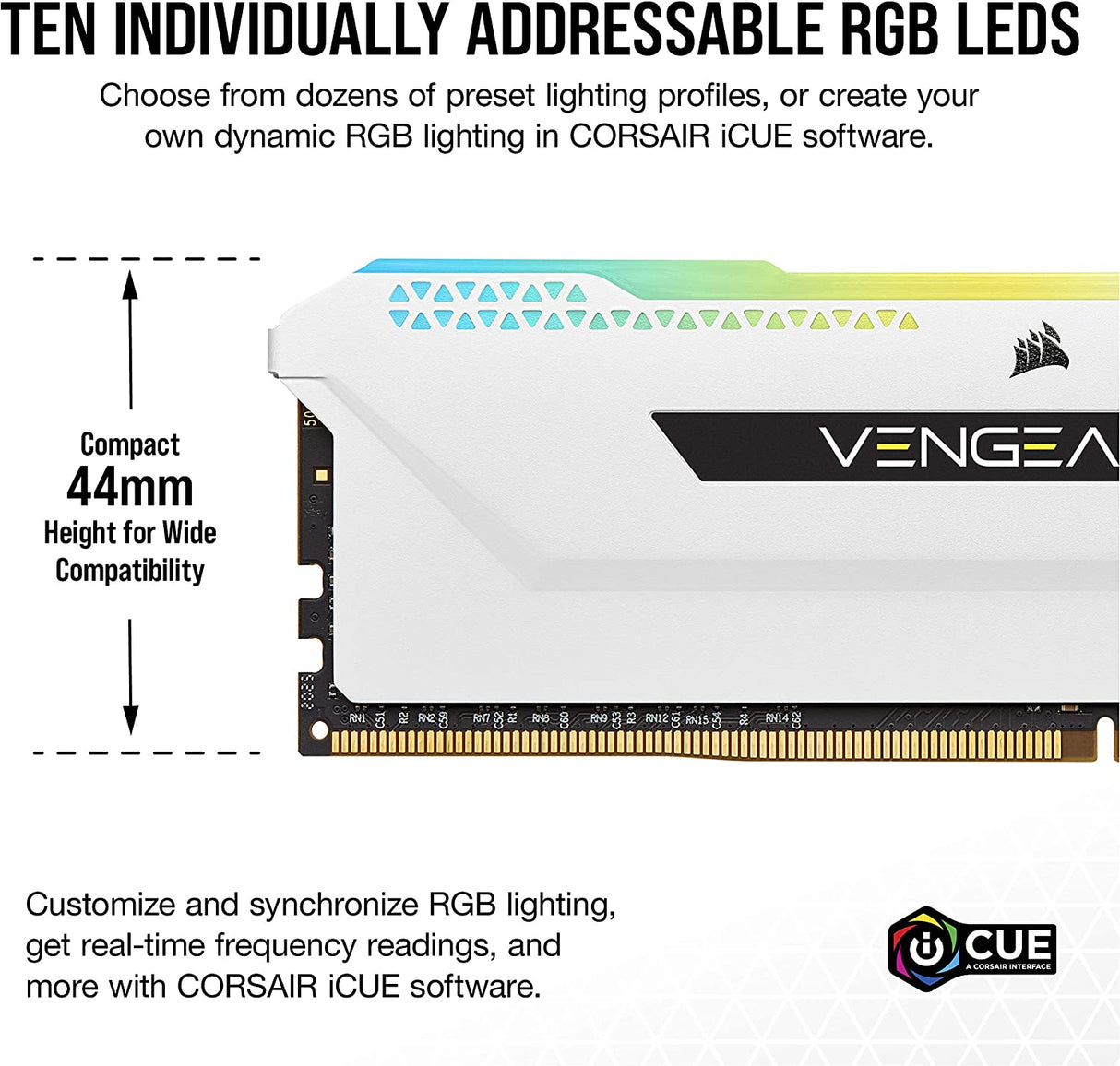 Corsair Vengeance RGB Pro 32GB (2x16GB) DDR4 3600 (PC4-28800) C18 AMD  Optimized Memory – Black at