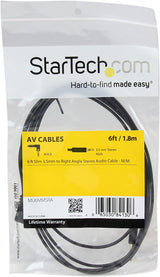 StarTech.com 6 ft Slim 3.5mm to Right Angle Stereo Audio Cable - M/M (MU6MMSRA) Black 6 ft 1 Angled Connector Audio Cable