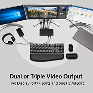 Kensington SD4800P USB-C 10Gbps Scalable Video Docking Station w/ 135W adapter - DP/DP/HDMI - Windows