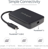 StarTech.com Thunderbolt 3 to Thunderbolt 2 Adapter - TB3 Laptop to TB2 Displays/Devices - Thunderbolt 2 20Gbps or Thunderbolt 1 10Gbps Converter - TB3 Certified - Black - Windows/Mac (TBT3TBTADAP)