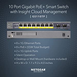 8 Ports Full Gigabit Cloud Managed PoE Switch with 2 SFP Uplink