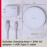 SanDisk Ixpand Wireless Charger 15W (includes Quick Charge adapter + USB Type-C cable) - Wireless charging pad for Qi-compatible smart phones and devices - SDIZB0N-000G-ANCLN Wireless Charger - w/ Adapter Charger Only (No storage)