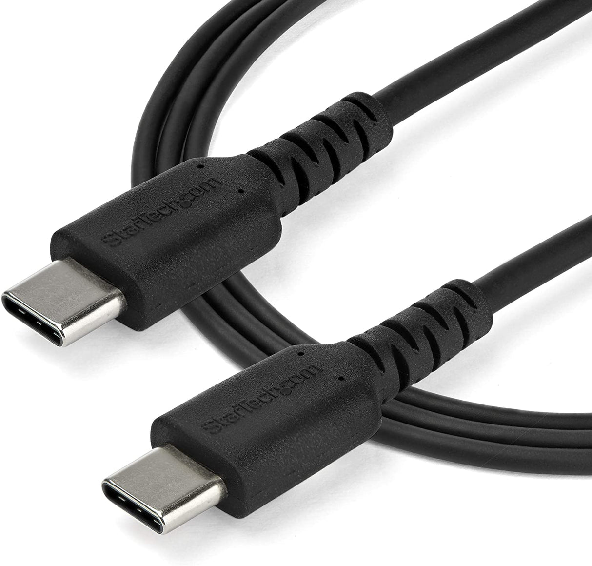 StarTech.com 2m USB C Charging Cable - Durable Fast Charge &amp; Sync USB 3.1 Type C to USB C Laptop Charger Cord - TPE Jacket Aramid Fiber M/M 60W - Samsung S10 S20 iPad Pro MS Surface (RUSB2AC2MB) Black 2m