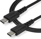 StarTech.com 2m USB C Charging Cable - Durable Fast Charge &amp; Sync USB 3.1 Type C to USB C Laptop Charger Cord - TPE Jacket Aramid Fiber M/M 60W - Samsung S10 S20 iPad Pro MS Surface (RUSB2AC2MB) Black 2m