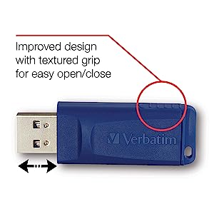 Verbatim 16GB USB 2.0 Flash Drive - Cap-Less &amp; Universally Compatible - 5 Pack - Blue - 99810 16 GB 5 Pack Standard Packaging