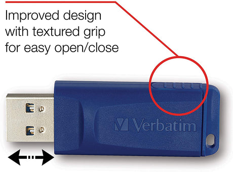 Verbatim 8GB USB 2.0 Flash Drive - Cap-LESS &amp; Universally Compatible - 5 Pack - Blue - 99121 8 GB-5 Pack Standard Packaging