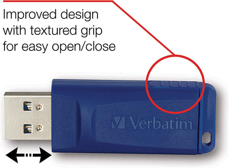 Verbatim 128GB USB 2.0 Flash Drive - Cap-Less &amp; Universally Compatible - Blue 0 Count (Pack of 1) Standard Packaging