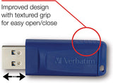 Verbatim 8GB USB 2.0 Flash Drive - Cap-LESS &amp; Universally Compatible - Blue - 97088 8 GB Standard Packaging