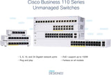 Cisco Business CBS110-16PP Unmanaged Switch, 16 Port GE, Partial PoE, Limited Lifetime Protection (CBS110-16PP-NA)