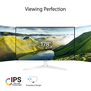 ASUS VY279HE-W 27” 1080P Monitor - White, Full HD, 75Hz, IPS, Adaptive-Sync/FreeSync, Eye Care Plus, Color Augmentation, Rest Reminder, Antibacterial Surface, HDMI, VGA, Frameless, VESA Wall Mountable 27" IPS FHD 1ms Rest Reminder (White)