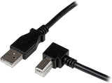 StarTech.com 2m USB 2.0 A to Right Angle B Cable Cord - 2 m USB Printer Cable - Right Angle USB B Cable - 1x USB A (M), 1x USB B (M) (USBAB2MR) Right Angled Connector 6 ft / 2m