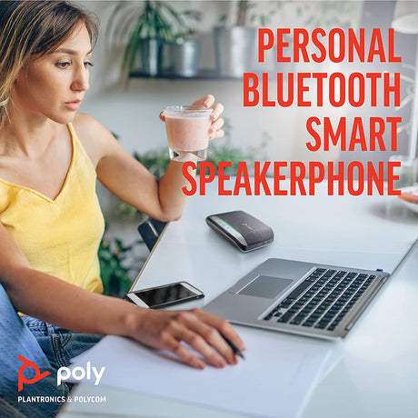 Poly Sync 20+ Bluetooth Speakerphone w/USB-C UC Bluetooth Adapter (Plantronics) - Personal Portable Speakerphone - Noise &amp; Echo Reduction - Connect Wirelessly to PC/Mac/Cell Phone -Works w/Teams, Zoom