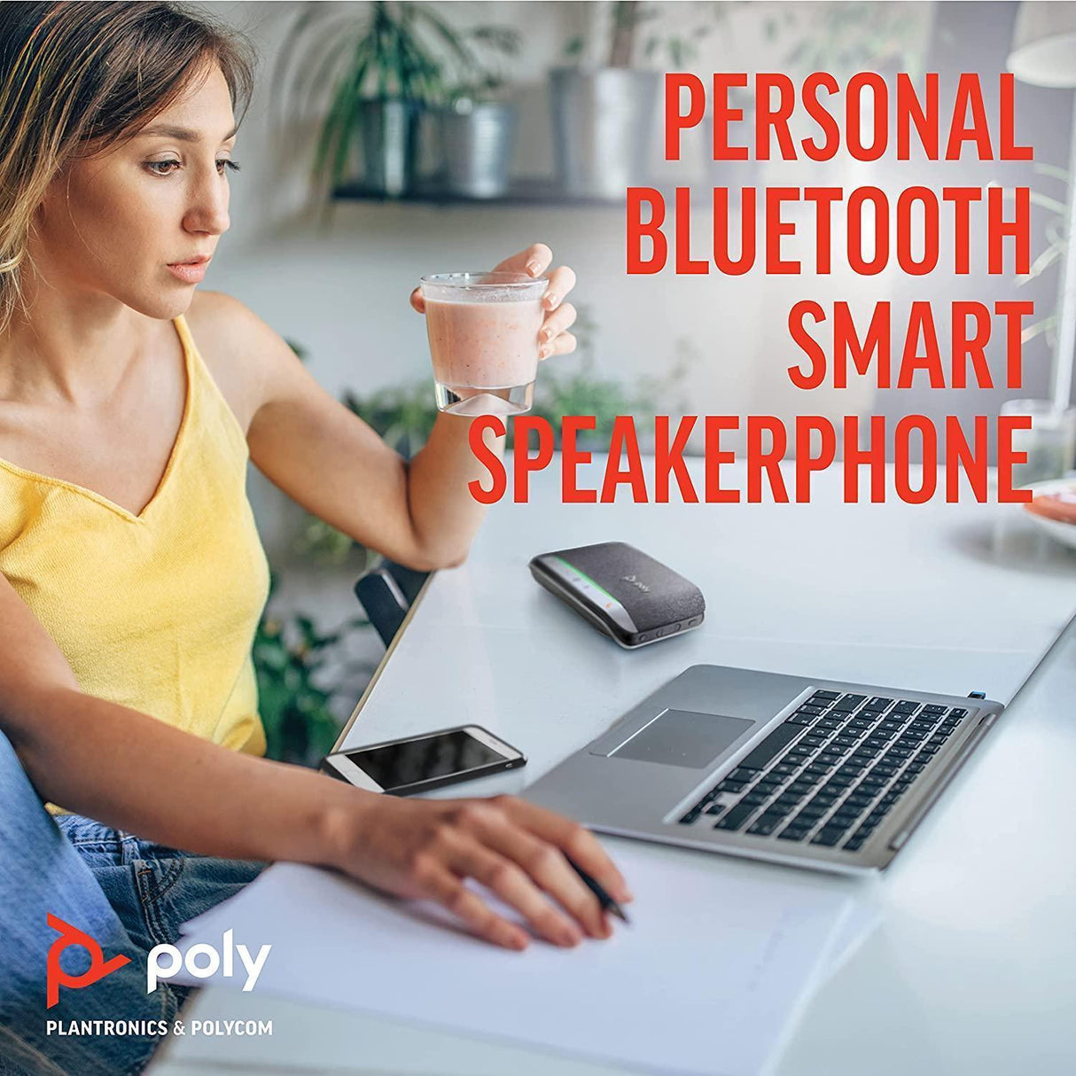 Poly Sync 20+ Bluetooth Speakerphone w/USB-C UC Bluetooth Adapter (Plantronics) - Personal Portable Speakerphone - Noise &amp; Echo Reduction - Connect Wirelessly to PC/Mac/Cell Phone - Teams Certified USB-C, Teams Version
