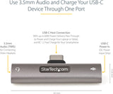 StarTech.com USB C Audio &amp; Charge Adapter - USB-C Audio Adapter w/ 3.5mm TRRS Headphone/Headset Jack and 60W USB Type-C Power Delivery Pass-through Charger - For USB-C Phone/Tablet/Laptop (CDP235APDM) w/ 3.5mm audio + 60W Charge