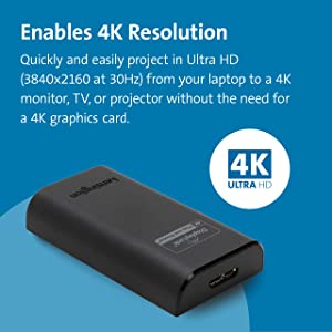 Kensington VU4000 USB 3.0 to HDMI 4K Video Adapter (K33988WW), Black