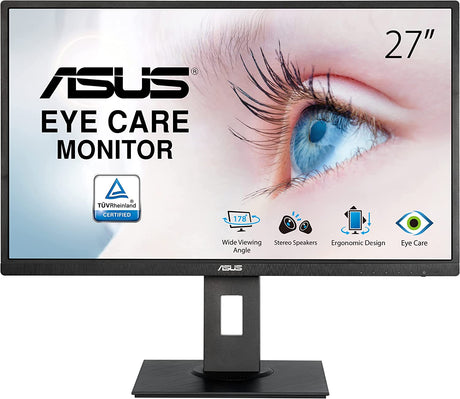 ASUS 27” 1080P Monitor (VA279HAL) - Full HD, Built-in Speakers, Eye Care, Low Blue Light, Flicker Free, VESA Mountable, Height Adjustment, Pivot, Swivel, Tilt, HDMI, VGA