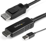 StarTech.com 10 ft. (3m) HDMI to DisplayPort Cable with USB Power - 4K 30Hz Active HDMI 1.4 to DP 1.2 Converter (HD2DPMM10), Black