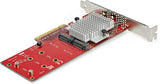 StarTech.com Dual M.2 PCIe SSD Adapter Card - x8 / x16 Dual NVMe or AHCI M.2 SSD to PCI Express 3.0 - M.2 NGFF PCIe (M-Key) Compatible - Supports 2242, 2260, 2280 - JBOD - Mac &amp; PC (PEX8M2E2) 2x M.2 NVMe