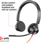 Poly Plantronics - Blackwire 3325 - Wired, Dual-Ear (Stereo) Headset with Boom Mic - USB-A/3.5mm to connect to your PC and/or Mac - Works with Teams (Certified), Zoom &amp; more Medium Dual-Ear