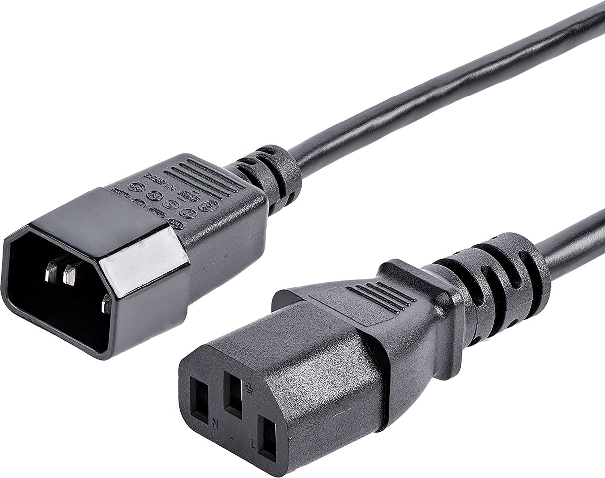 StarTech.com 2ft (0.6m) Power Extension Cord, C14 to C13, 10A 125V, 18AWG, Computer Power Cord Extension, IEC-320-C14 to IEC-320-C13 AC Power Cable Extension for Power Supply, UL Listed (PXT1002) 2 ft/0.6 m 16 AWG