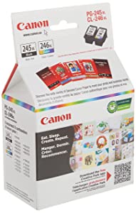 Canon PG-245XL/CL-246XL Ink Cartridges, Black and Colour, 2 Pack Tri-Colour/Black 2 pack, XL Ink