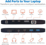 Tripp Lite Thunderbolt 3 Dock, Dual Monitor Display, Hub Adds 8K DisplayPort, USB 3.2 Gen 2, USB A, USB C, Memory Card, GbE, Silver/Black (MTB3-DOCK-03)