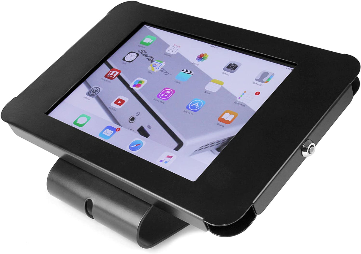 StarTech.com Secure Tablet Enclosure Stand- Lockable Anti Theft Steel Desk or Wall Mount for 9.7" iPad/Tablet - VESA Compatible (SECTBLTPOS), Black