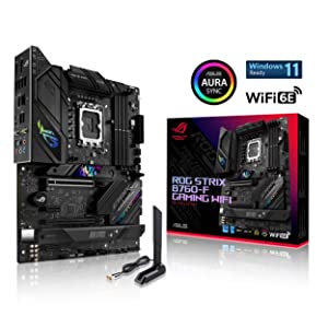 ASUS ROG Strix B760-F Gaming WiFi Intel® B760(13th and 12th Gen) LGA 1700 ATX Motherboard,16 + 1 Power Stages,DDR5 up to 7800 MT/s,PCIe 5.0,3xM.2 Slots,WiFi 6E,USB 3.2 Gen 2x2 Type-C®,Aura Sync RGB