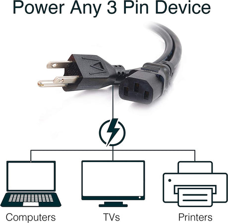 C2g/ cables to go C2G Power Cord, Replacement Power Cable, 3 Pin Connector, For Computers, TVs, Monitors, &amp; More, 18 AWG, Black, 10 Feet (3.04 Meters), Cables to Go 03134